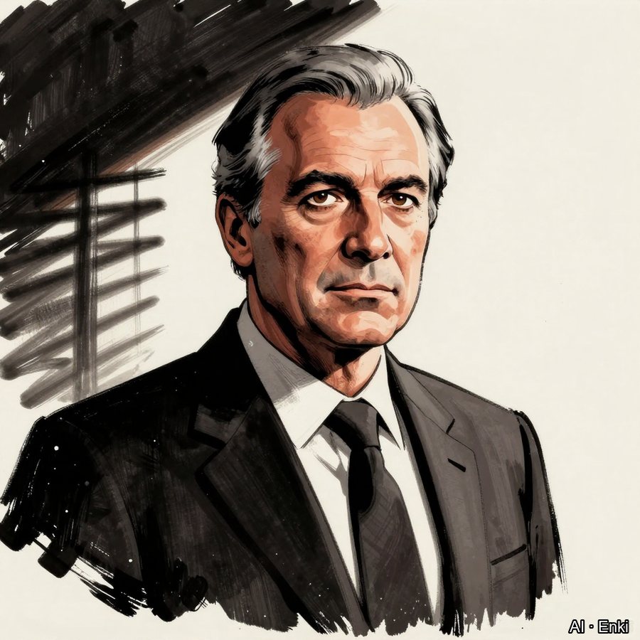 Colour noir portrait of an older man with short grey hair
