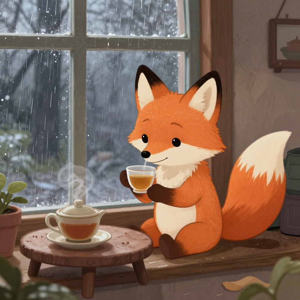 Fox and a pot of tea